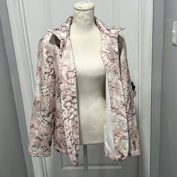 CHICOS Blur Illusion Jarrah Belladonna Pink Fleece Jacket Blazer - Picture 7 of 12